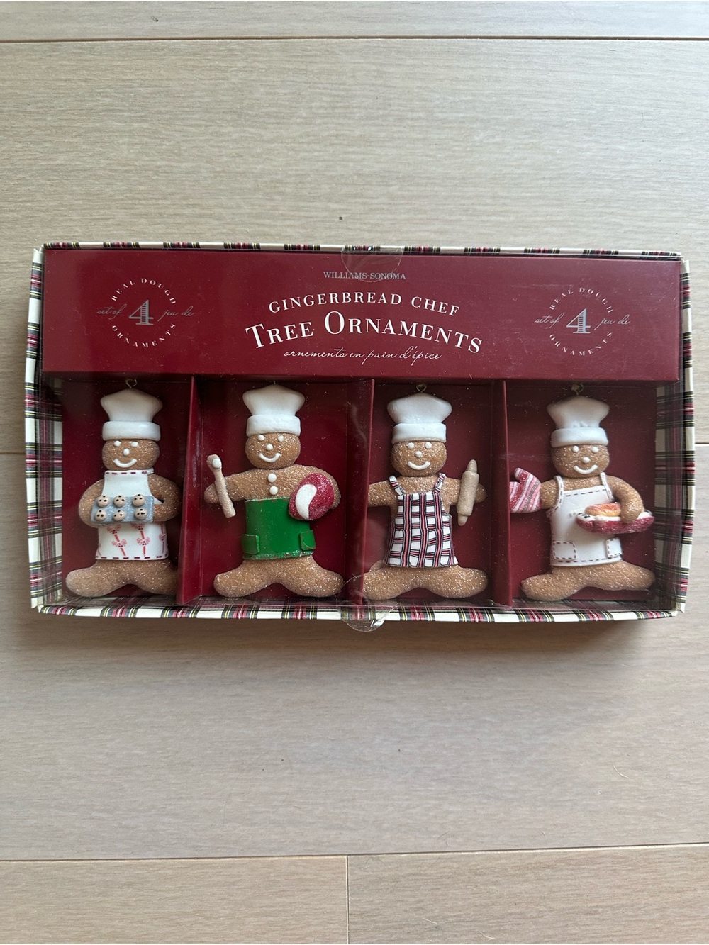 Williams Sonoma Gingerbread Chef Tree Ornaments - Red, Green, White, Brown NEW